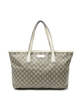 Gucci Large Zip Tote Beige Ivory Supreme Canvas